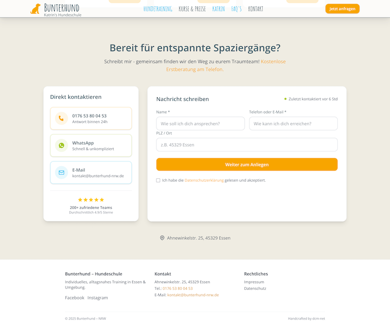 Nachher – Kontakt & USPs